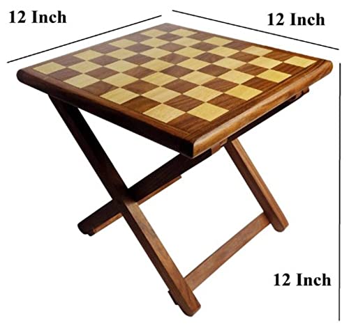 Image of Bros Moon 12 x 12 Inches Kid's Favourite Foldable Table Classy Wooden Chess with Play Pieces for Players Suitable for Living and Bed Room /Kid's Furniture /Out Door /Garden use /Gift /Festival