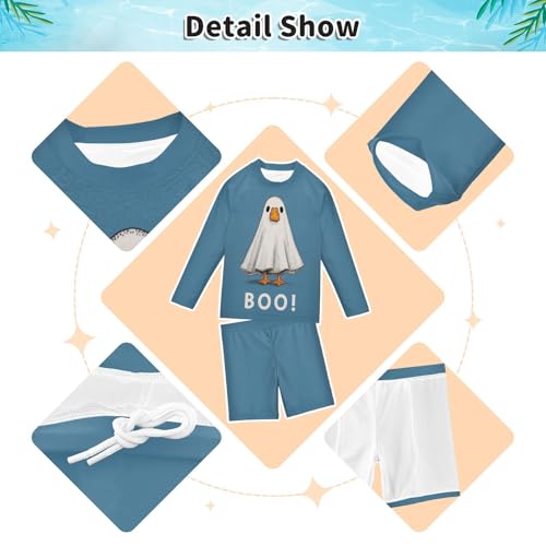 Traje de baño de dos piezas para niños Boo Gooses Ghosts con manga larga 4