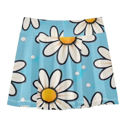Athletic Shorts for Girls Skorts Toddler Tennis Skirts Running Butterfly Skirt White Daisies Light Blue 3t2
