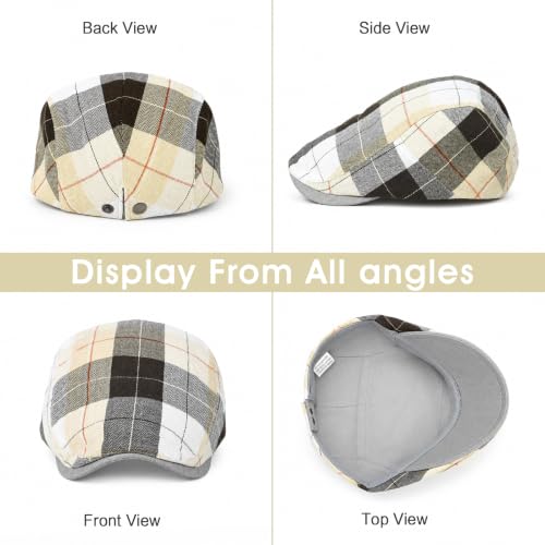 Image of 3Pcs Men's Newsboy Caps Cotton Cooling Hat Adjustable Flat Cap for Men