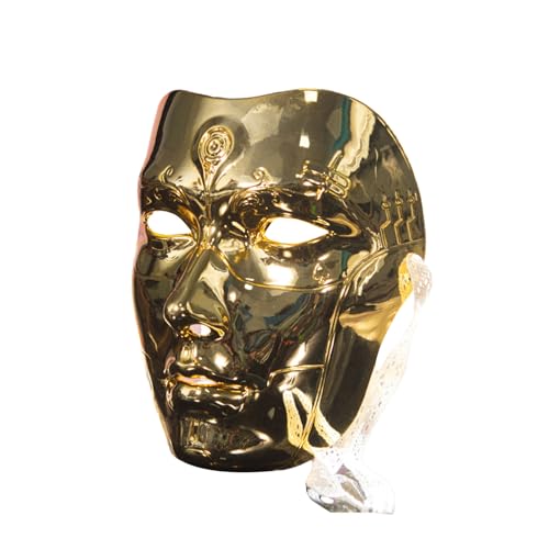 renvena Unisex Fashion Masquerade Masks Face Gras Mask Fancy Christmas Carnivals Halloween Costume Face Cover Gold One Size