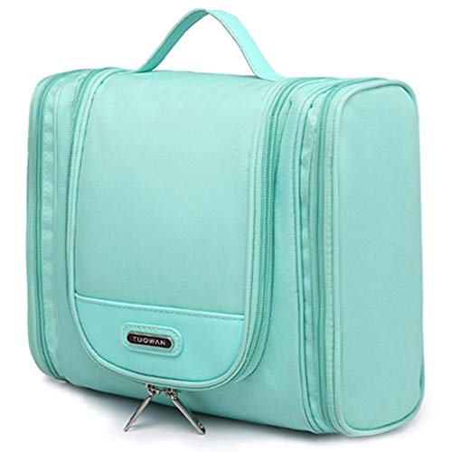 tuowan Hanging Toiletry Bag Travel Cosmetic Makeup Kit Organizer for Women Men Large (Green (2 side pockets))
