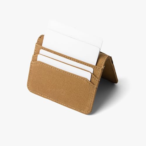Image of Bellblock Canvas Card Holder for Men /Women | Slim Handcrafted Mens Card Wallet | Upto 7 Cards & Folded Cash | Cotton Canvas | Mustard (Pack of 1)