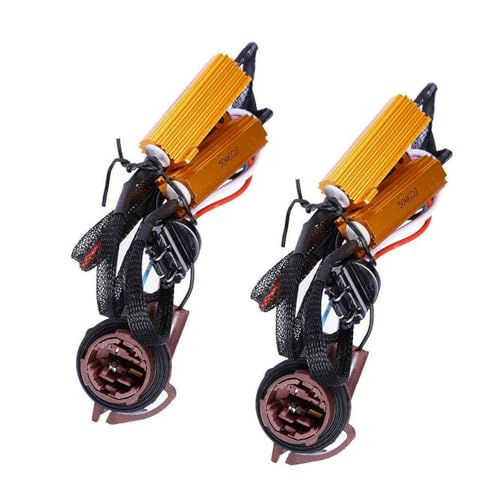 Zosgrew 2 PCS 3157 LED Error Decoder Anti Flicker 50W 6 Ohm Resistor Plug-in Fog Light Turn Signal Decoder LED Light Error Code Wiring Harness for T20/3157/4157 LED Model Bulbs (Multicolored)