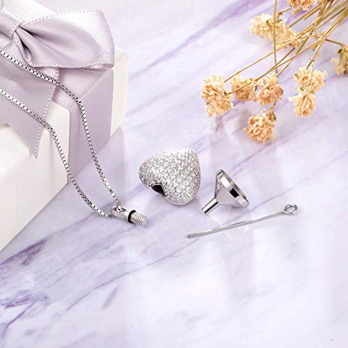 925 Sterling Silver Cremation Necklace CZ Heart Urn Pendant Jewelry for Pet Human Ashes Keepsake Memorial Jewelry Gift for Women 5