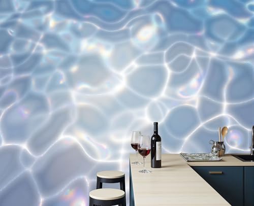 Papier peint intissé reflets eau gris-bleu clair mat - 8