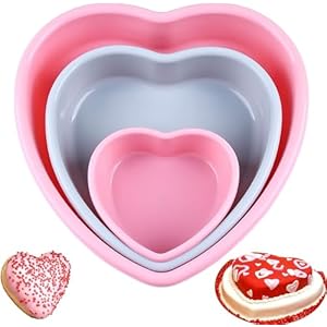 Heart Shaped Cake Pans, Silicone Molds Heart Baking Pans, Heart Cake Mold Non-Stick Cake Pan Set for Cheese Cake and Brownie Cake (3PCS-Pink&Gray)