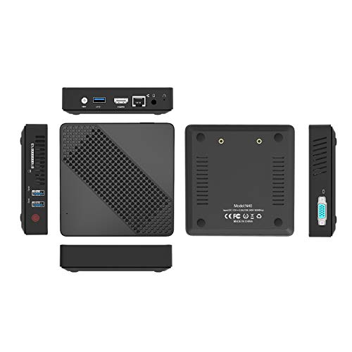 Mini PC Fanless Intel Celeron N4000 (up to 2.6GHz) 4GB DDR/64GB eMMC Mini Desktop Computer Windows 10 Pro HDMI and VGA Port 2.4/5.8G WiFi BT4.2 3xUSB3.0 Support Linux,NGFF 2242 SSD