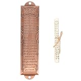 Ciieeo 5 Piezas Plaqueta Mezuzah Metálica Vintage Decorativa Religiosa para Puerta Artesanía Israelí Acabado Rojo para Sala y Entrada