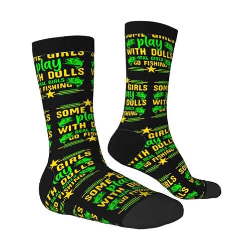 Some Girls Play With Dolls Real Girls Go Fishing Socks For Men Women Outdoor Sports Running Hiking Wicking Crew Socks3