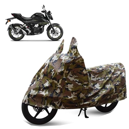Image of Sulfar Bike Cover for Suzuki GSX-S150 (Sports Naked) | Waterproof, Dustproof & UV Protected | All Weather Two Wheeler Cover (Army Green) New 2026 Variants