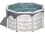 Piscina ovalada desmontable de acero con decoración nórdica
