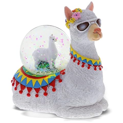 CoTa Global Llama Snow Globe Decor - Elegant Pink Sparkle Glitter Inside The Snow Globe Figure, Animal Figurines for Kids and Adults, Collectible Snow Globes Ornament for Birthday, Christmas - 45 mm Cover
