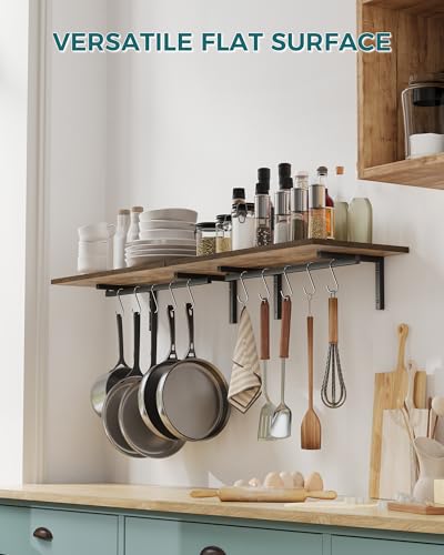 Oropy 2 Pack Wooden 23.6'' Pot Pan Hanging Rack Wall Mounted thumb #1