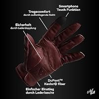 Mycl Turell Motorradhandschuhe Easy Rider - Motorrad Handschuhe Herr - Echtleder - Handschuhe Herren Motorrad Leder mit Aramid Verstärkung - Schlicht und Edel - Retro Vintage Look (Aubergine, XL) – Ansicht 2