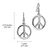 Hippie Peace Sign Dangle Earrings Polished Silver Finish Pewter