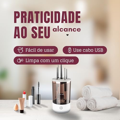 Máquina de limpeza de pincéis de maquiagem – Limpador automático de pincéis de cosméticos, limpador