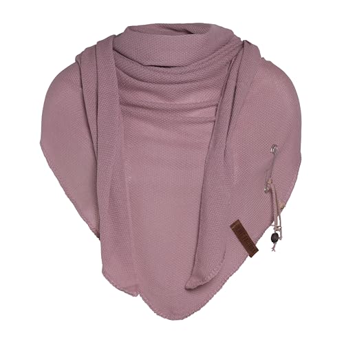 KNIT FACTORY - Lola Dreieckstuch - Fein Gestrickter Damen Schal - Tuch Schal - Für Frühling und Sommer - Baumwollmix - Alt Rosa - 190x85 cm