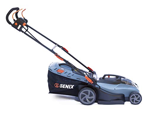 Senix Electric Lawn Mower, 17-Inch, 58V Max* Cordless Lawn Mower With Brushless Motor, 6-Position Height Adjustment, 2.5Ah Lithium Ion Battery And Charger Included, Lppx5-M, Blue #TOP2