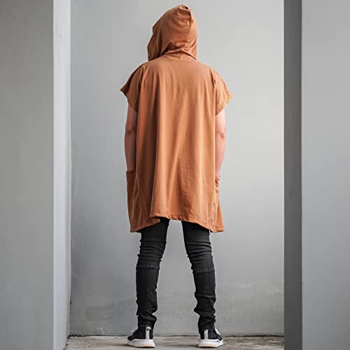 Image of Men's Sleeveless Noragi Hoodie Oversized Kimono Jacket One Size Vest Cardigan Gym Coat (Golden Mustard)