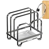 Pan Lid Organizer - 3-Tier Stainless Steel Container with Drip Tray | Kitchen Pot Lid Holder - for Kitchen Stove Top Oven Pantry Cutting Board Baking Sheet Utensil