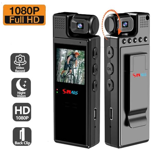 smars Pocket Body Camera | 1080P Full HD Rotatable Lens | Night Vision | Audio & Video Chest Wearable Recorder