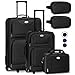 Juskys Trolley Reisekoffer Set 5 teilig - 60 Liter, 2 Rollen, Weichschale, wasserabweisend Stoff, leicht, Handgepäck - Koffer in Schwarz