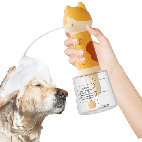 Dispensador de jabón espumoso para perros – Champú de dibujos animados para mascotas | Pulverizador automático para baño, ducha, limpieza de bañera, baño, baño