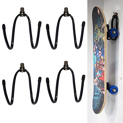 Pmsanzay 4/PK - Universal Skateboard Wall Mount Wall Hanger Rack Skateboard Storage Skateboard Display Skateboard Hooks for Longboard Holder Longboard Wall Mount Hangers for Electric Skateboard