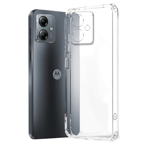 Image of COVERBLACK Soft Rubber Silicone Clear Back Cover for Motorola G14 - Transparent