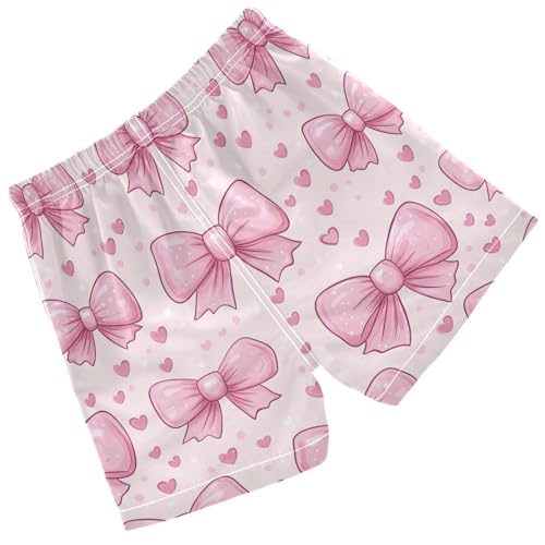 Pigsaly Boys Swim Trunks Charming Pink Bow Coquette Hearts Boys Board Shorts Swimsuit Swimwear Summer Bathing Suit 5T2