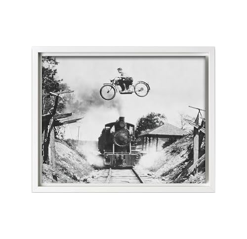 Poster Master Motorcycle Jump Canvas - Retro Old Train Print