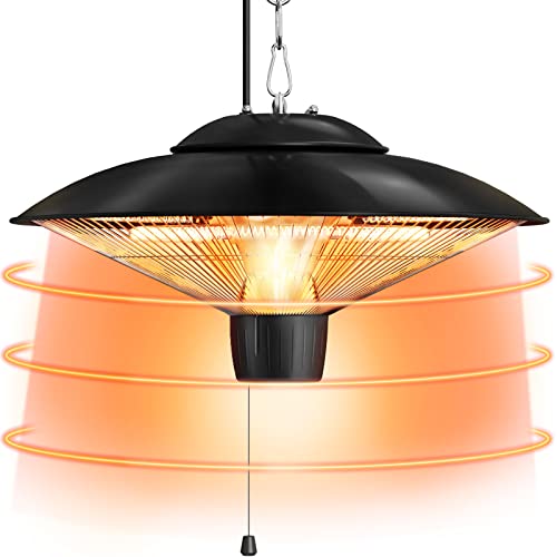 Piaomtiee Electric Patio Heater, Waterproof Hanging Patio Heater, Infrared Porch Heater Ceiling Hanging Heaters For Indoor Outdoor Use, Black Balcony Heater With 2 Adjustable Modes 600W/1500W #TOP5