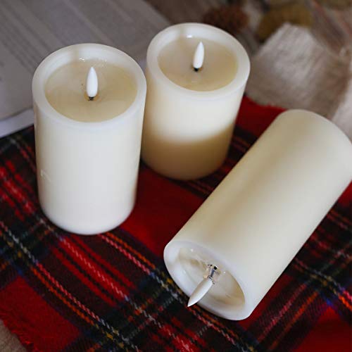 Vanilla Scented Flameless Candles,3 Piece Set 4"5"6"H (3.2"D) Led Pillar Real Wax Candles With Remote And Timer,Ivory White #TOP4