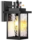 Hifeelen Motion Sensor Outdoor Lights Wall Mount, Dusk to Dawn Waterproof Security Light with Black Aluminum Fixtures for Garage, Porch, Patio & Front Door