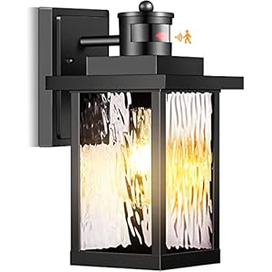 Hifeelen Motion Sensor Outdoor Lights Wall Mount, Dusk to Dawn Waterproof Security Light with Black Aluminum Fixtures for Garage, Porch, Patio & Front Door