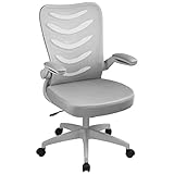 COMHOMA Bürostuhl Schreibtischstuhl Ergonomischer Drehstuhl inkl. Armlehnen(klappbar), Sitz(höhenverstellbar), Office Stuhl aus Stoff, Gray