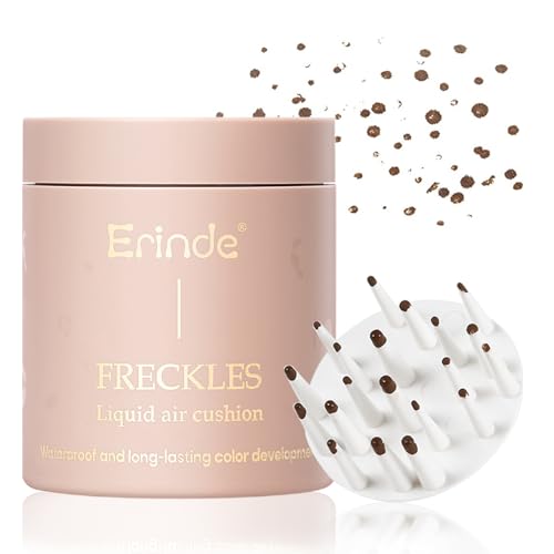 Erinde Upgrade Liquid Freckle Pen, Fake Freckles Stamp Air Cushion, Long Lasting Waterproof Quick Dry Lifelike Magic Freckles Stamp Marker for Natural Sunkissed Makeup, 01 Saddle Brown