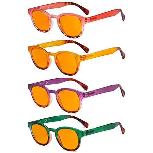 Image of Eyekepper 4 Pack Ladies Computer Glasses - Blue Light Filter Readers for Women Anti Glare Reading Glasses Orange Tinted +2.00