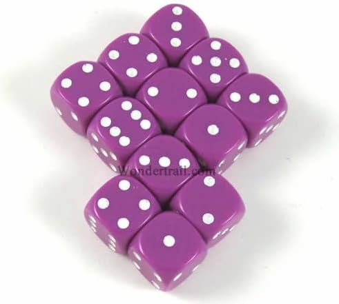 Wondertrail Light Purple Dice White Pips D6 12mm (1/2in) Pack of 12 WCX25827E12