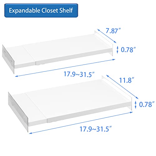 Redrubbit Large Expandable Closet Shelf Organizers, No Drilling Heavy-Duty Metal Divider Separator For Kitchen Cabinet Wardrobe Cupboard Kitchen Bathroom Laundry Room，19.69" Width #TOP2