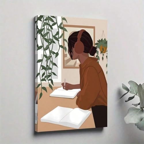 Affiche sur toile décoration murale chambre : art féminin mélomane 60x90 cm
