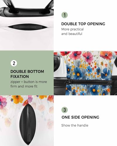 Travel Luggage Cover Medium Suitcase Cover Fit for 22-25 Inch Luggage Floral Luggage Protector Suitcase Cover Scratchproof Watercolor Floral Flowers Bud Red Luggage Cover Protector for Suitcase2