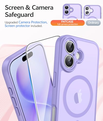 Image of FNTCASE for iPhone 16 Plus Case: [Compatible with Magsafe] Translucent Matte Cases with [Full Camera Protection] [Screen Protector] Military Grade Shockproof Protective Phone Cover - Light Purple