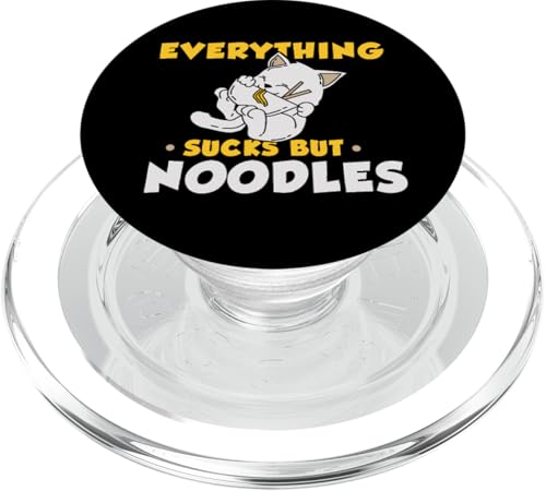 Cat Eat Bowl of Ramen Pho Kawaii Noodle Miso Cita Idea de Regalo PopSockets PopGrip para MagSafe