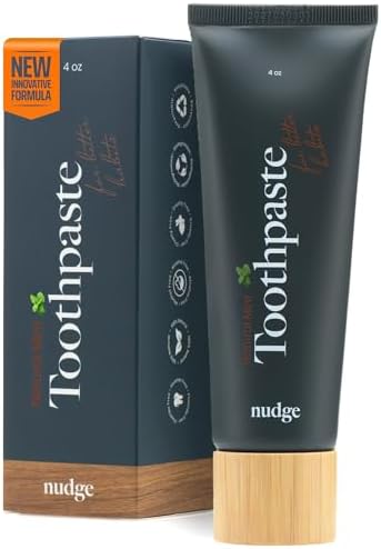 Nudge 10% Nano Hydroxyapatite Toothpaste with Vitamin E, Fluoride-Free, SLS Free, Remineralizes & Whitens, Natural, Enamel Protection, Plaque Control, Ideal for Dry Mouth & Sensitive Teeth, Mint 4 oz