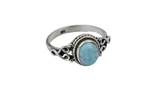 Miniatura 4 de Larimar Stone Ring 925 Sterling Silver Statement Ring For Women Handmade Rings Gemstone Christmas Promise Ring Size US 5 Gift For Her
