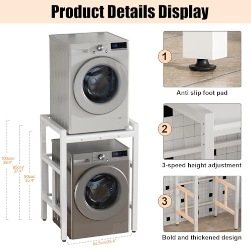 Kit de superposition pour lave-linge et sèche-linge blanc réglable et compact
