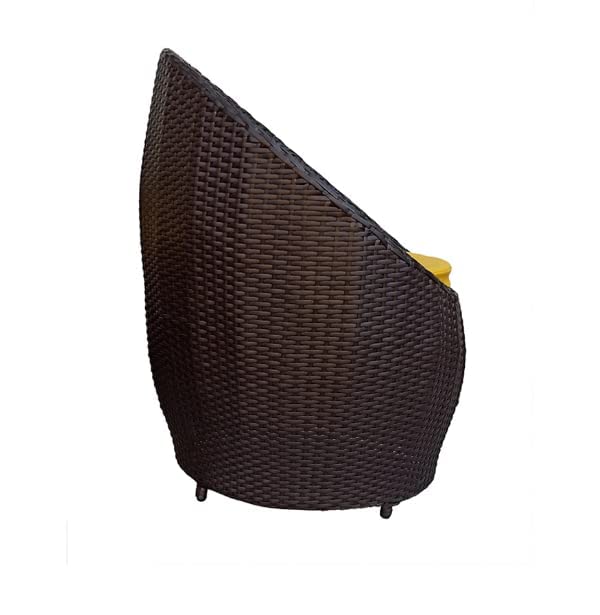 Image of Artic Fashion Apple Chairs Table Set 4+1 Wicker Patio Furniture Sets 4 Chair and 1 Table with Cushions for Garden Balcony Bedroom Powder Coated Frame Uv Protected Wicker (Brown+Yellow)