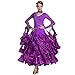 Dentelle Robes De Danse Femme Valse Tango Costume De Danse Féminine Waltz Grande Robe De Soirée Jupe Swing National Standard Ballroom Dance Robes De La Concurrence Dancewear,Violet,XL